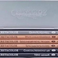 Cretacolor Basic Drawing Set Karakalem Eskiz Çizim Seti Metal Kutu 6 Parça