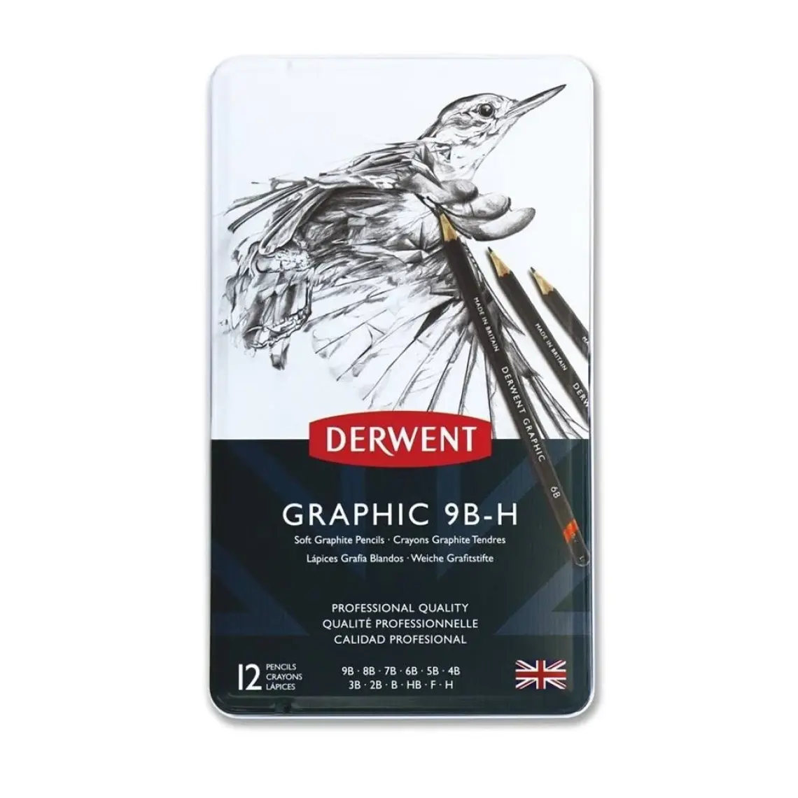 Derwent : Graphic Pencil : Dereceli Kalem Seti Soft : 12'li Metal Kutu-Sketching