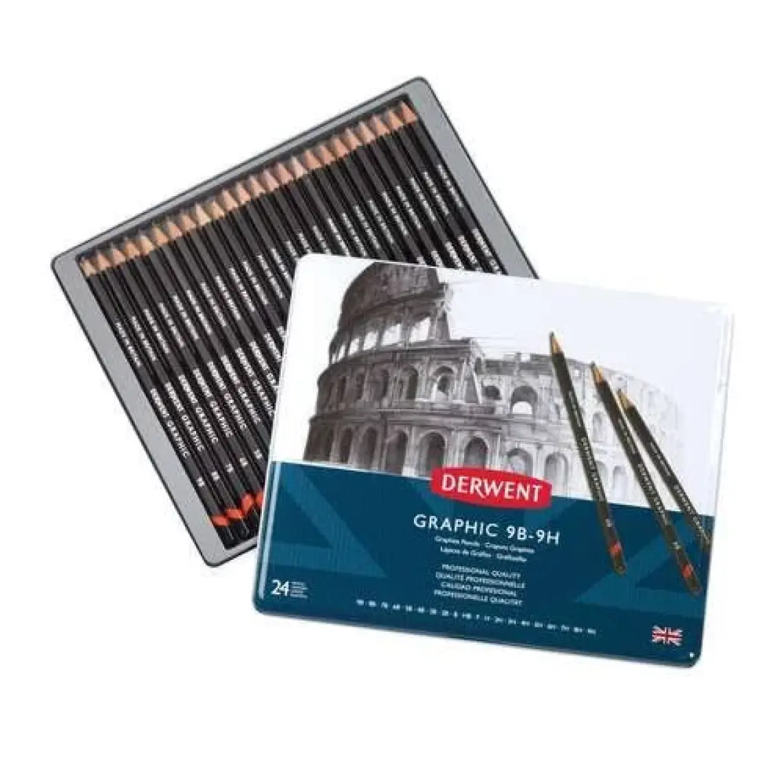 Derwent : Graphic Pencil : Dereceli Kalem Seti Soft : 12'li Metal Kutu-Sketching
