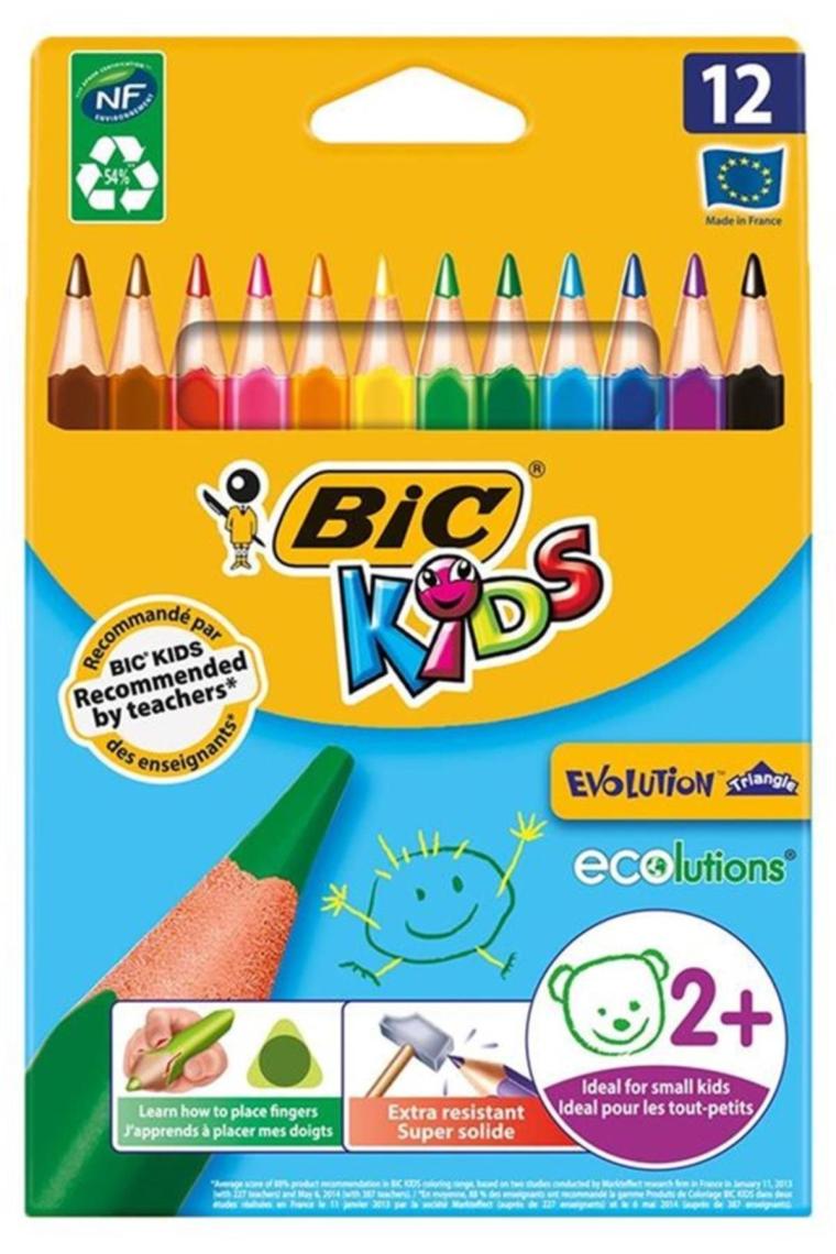 Unisex Çocuk Kids Evolution Üçgen Jumbo Kuru Boya Kalemi 12'li Kutu