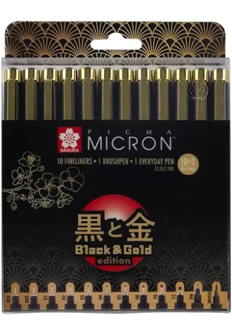 Sakura Pigma Black & Gold Edition Set 12'li