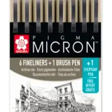 Sakura Pigma Micron 8 Parça Set 6 Fineliner, 1 Fırça Kalem Pn Kalem