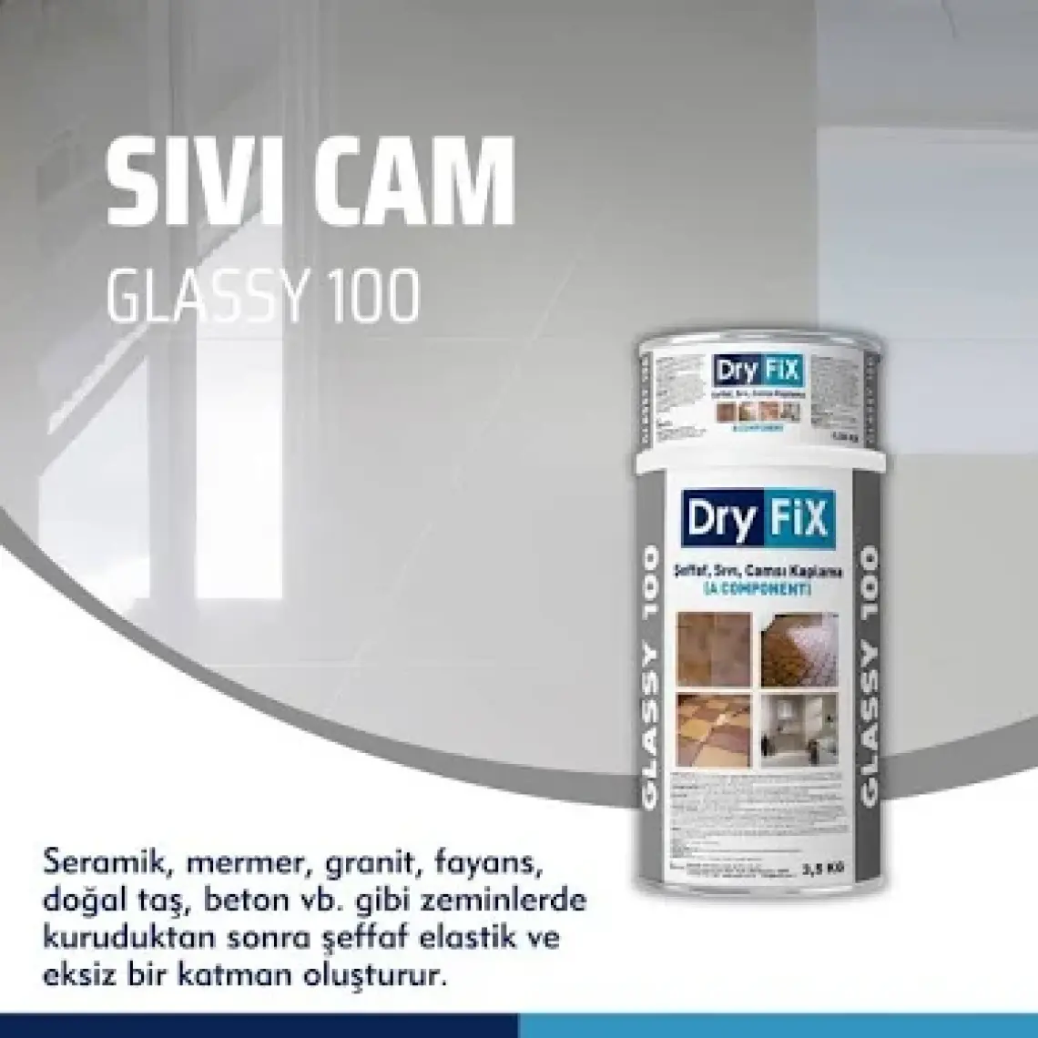 Dryfix Glassy 100 Sıvı Cam - Şeffaf Su Izolasyonu 4 kg