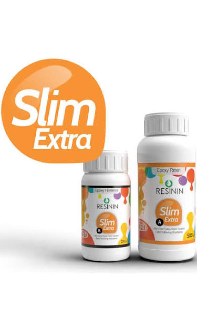 Resinin Slim Extra 750 Gr A+B Ekstra Sararma Dirençli Ultra Şeffaf Epoksi Reçine (500 Gr Reçine + 250 Gr Sertleştirici)