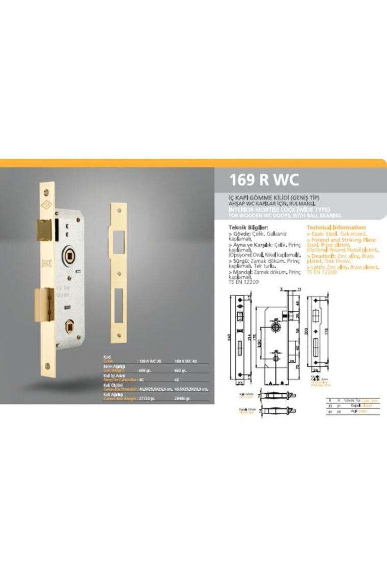 Kale 169r Wc 40 Mm Iç Kapı Gömme Kilidiahşap Banyo Ve Wc Kapı Kilidi Nikel