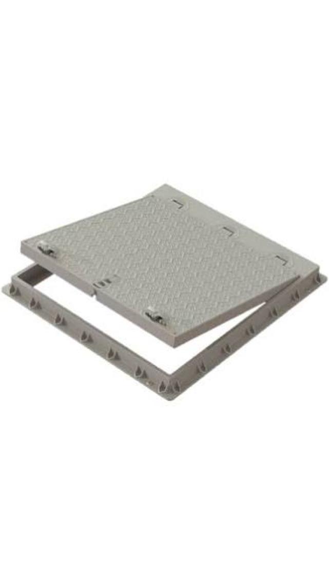 Luxwares 90X100 Kilitli- Menteşeli / Rögar Kapağı / Havuz Kapağı / Peyzaj Kapağı / Plastik Kapak / Çerçeve + Düz Kapak