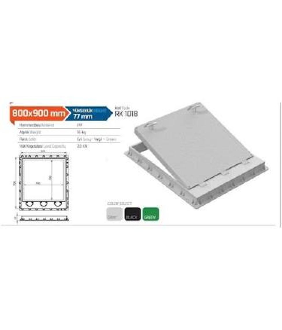 Luxwares 90X100 Kilitli- Menteşeli / Rögar Kapağı / Havuz Kapağı / Peyzaj Kapağı / Plastik Kapak / Çerçeve + Düz Kapak