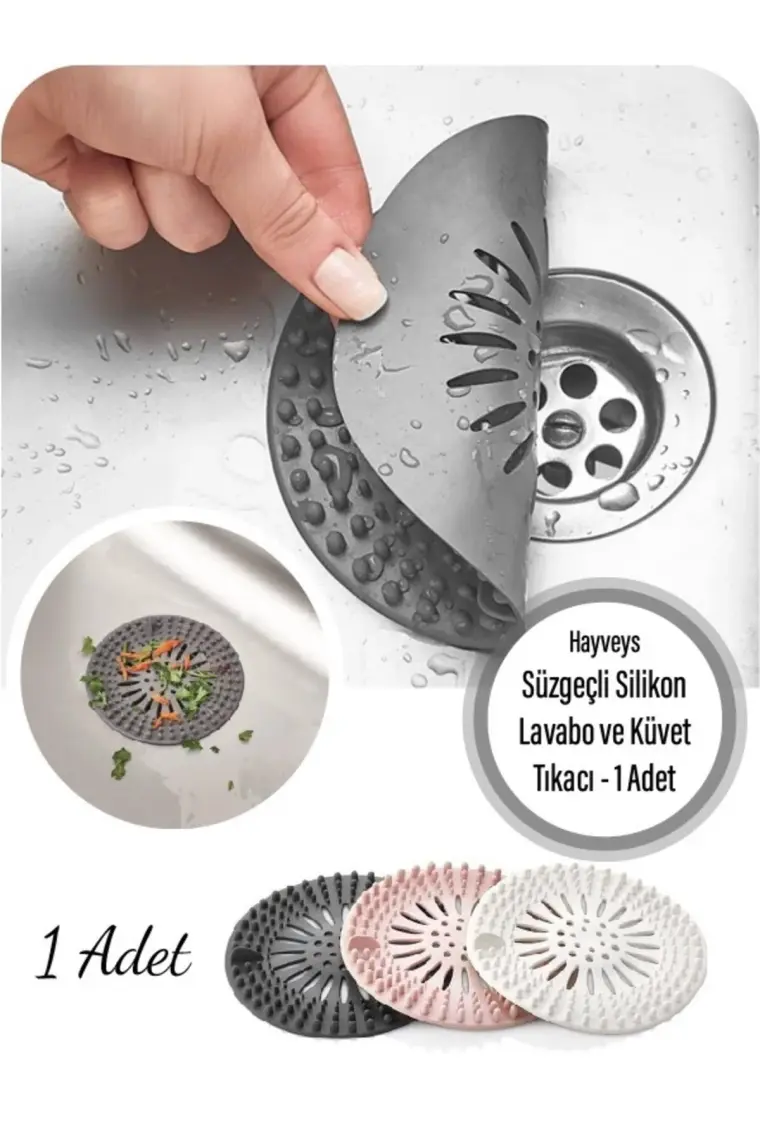 Hayveys Süzgeç Slikon Lavabo Mutfak Banyo Küvet Gider Tıkacı