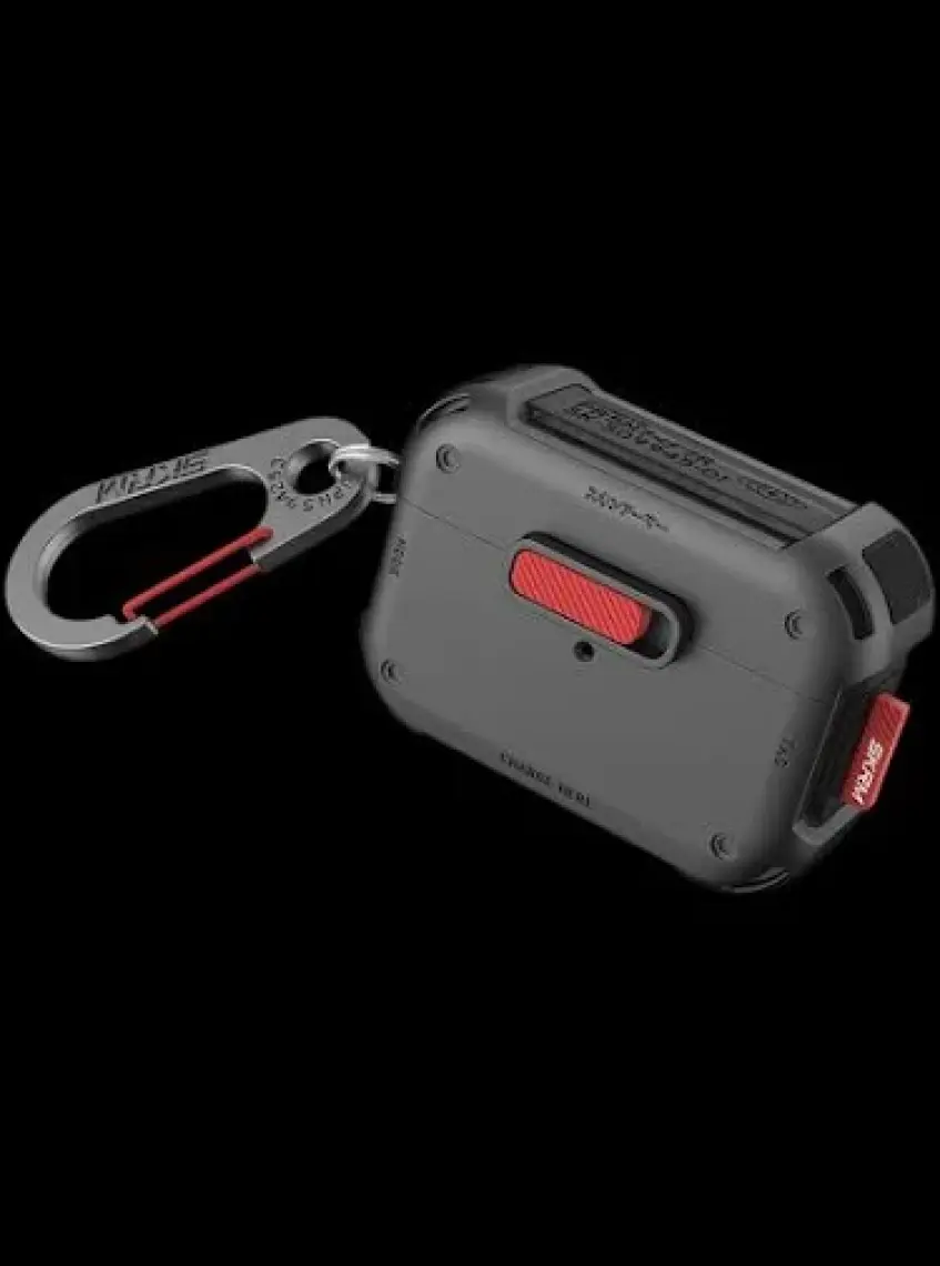 Skinarma Airpods Pro 2 Uyumlu Kılıf Skinarma Magnetik Kilitli Airbagli Tasarım Mecha Kılıf Füme