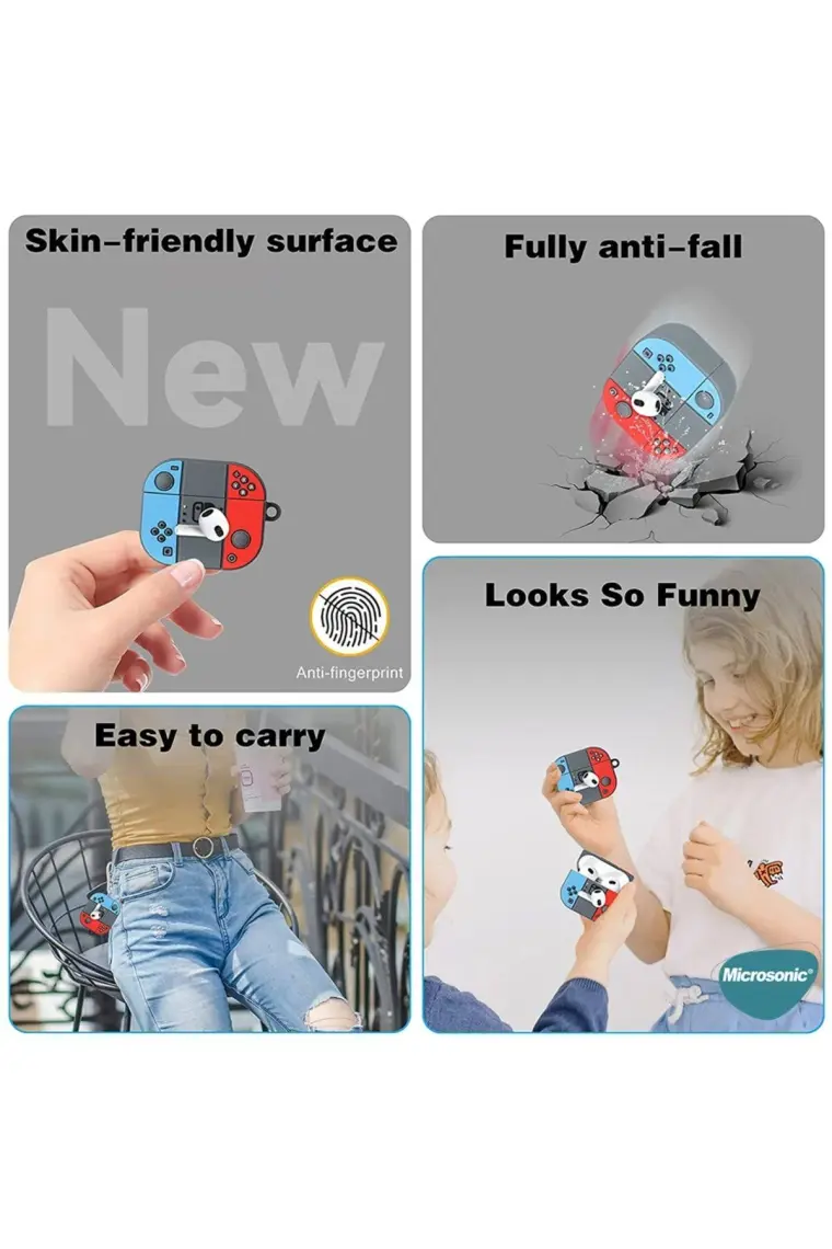 Microsonic AirPods Pro 2.Nesil Kılıf Cartoon Figürlü Silikon Crtn-Fgr-Pkebll
