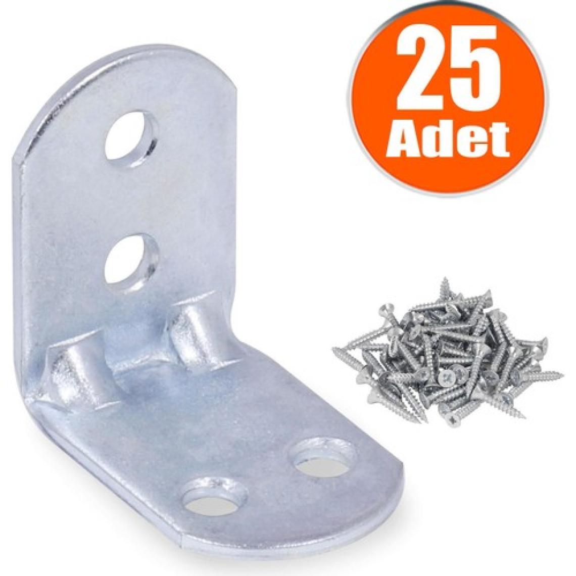 Badem10 Mobilya Dolap Köşe Bağlantı Sabitleme L Demir Gönye 30X30X22 mm (25 Adet)