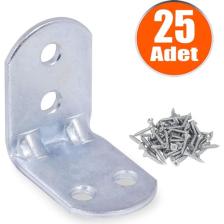 Badem10 Mobilya Dolap Köşe Bağlantı Sabitleme L Demir Gönye 30X30X22 mm (25 Adet)