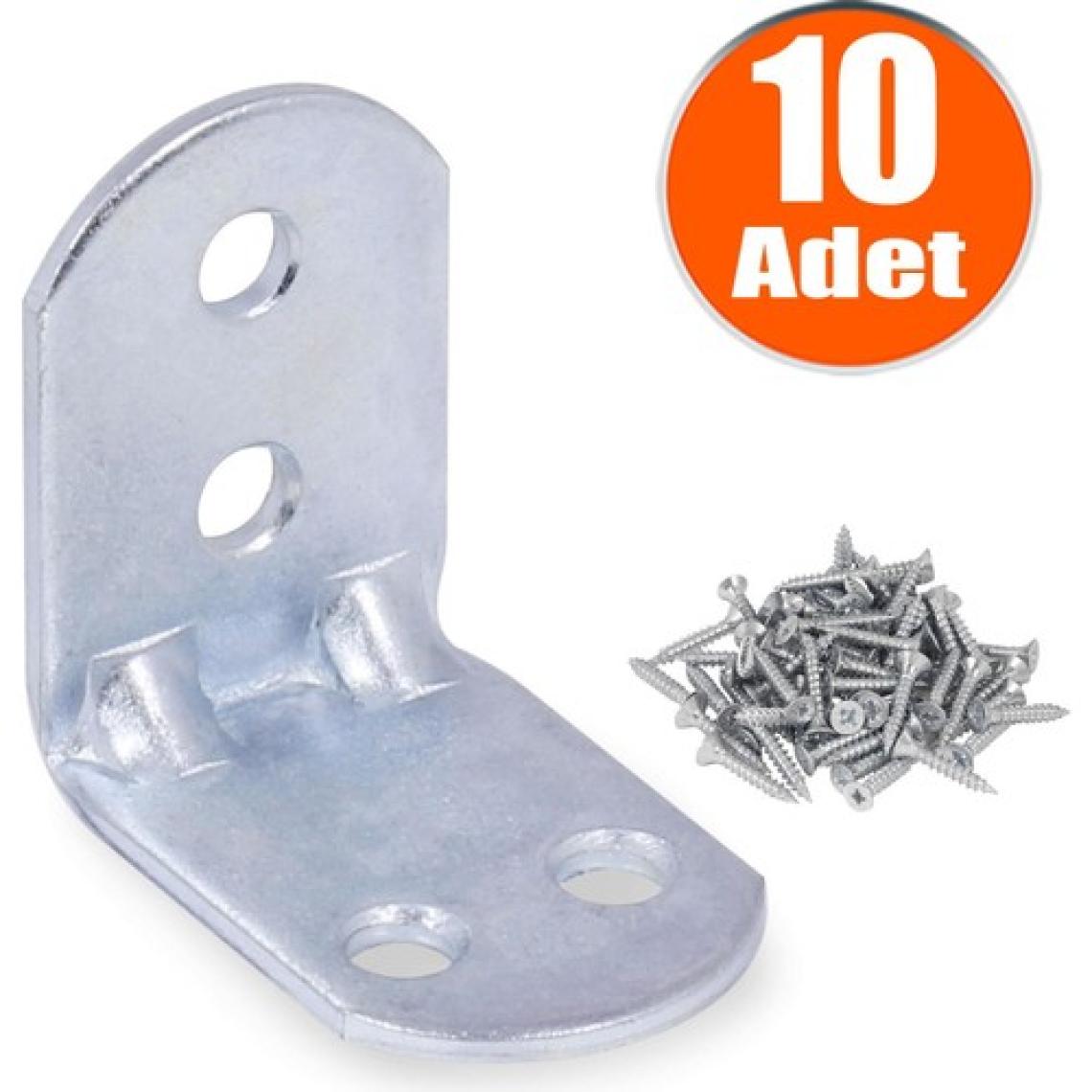 Badem10 Mobilya Dolap Köşe Bağlantı Sabitleme L Demir Gönye 30x30x22 mm (10 ADET)