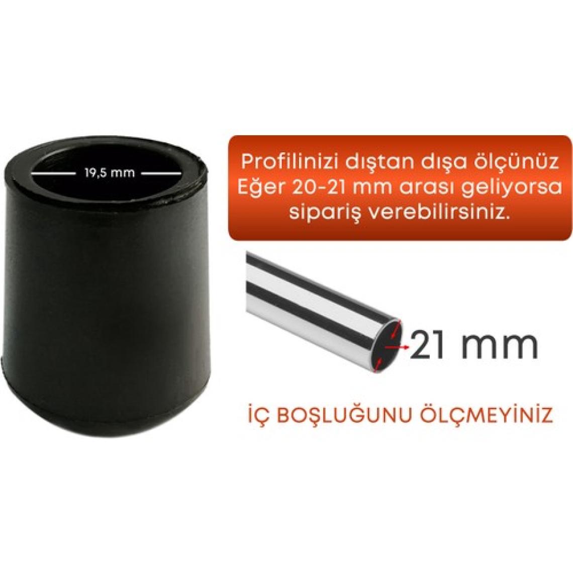 Adem Koç Plastik 21 mm Pvc Sandalye Profil Ayak Pabucu Sessiz Yumuşak (4 Adet)
