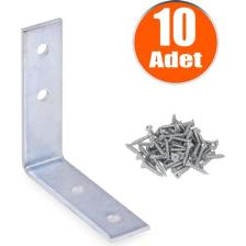 Badem10 Mobilya Dolap Köşe Bağlantı Sabitleme L Demir Gönye 55x55x15 mm (10 ADET)