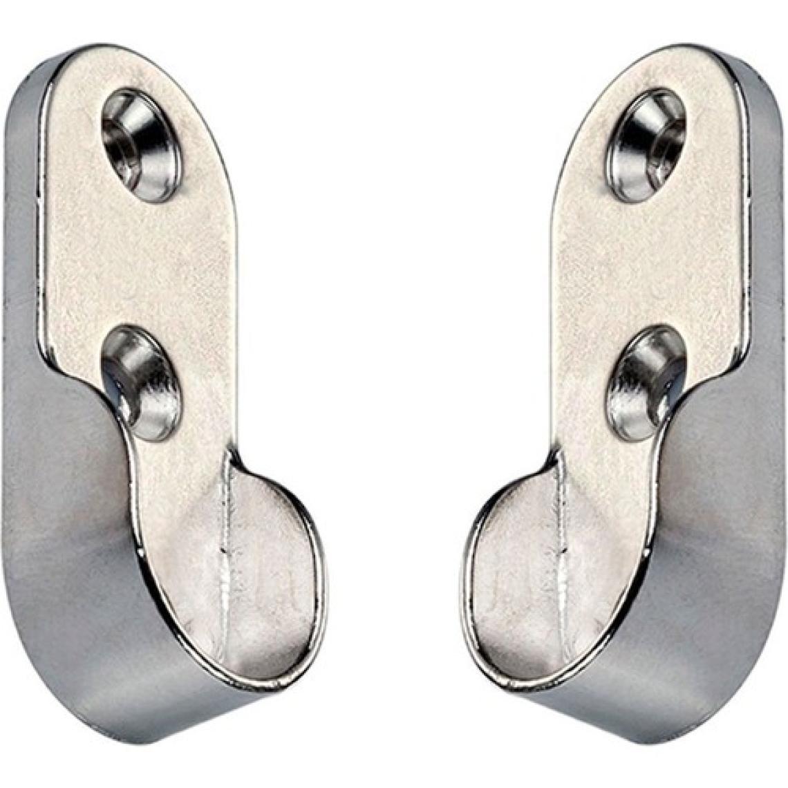 Badem10 Oval Boru Askı Flanşı Krom Dolap İçi Elbise Askı Aparatı Elemanı (2 Adet)