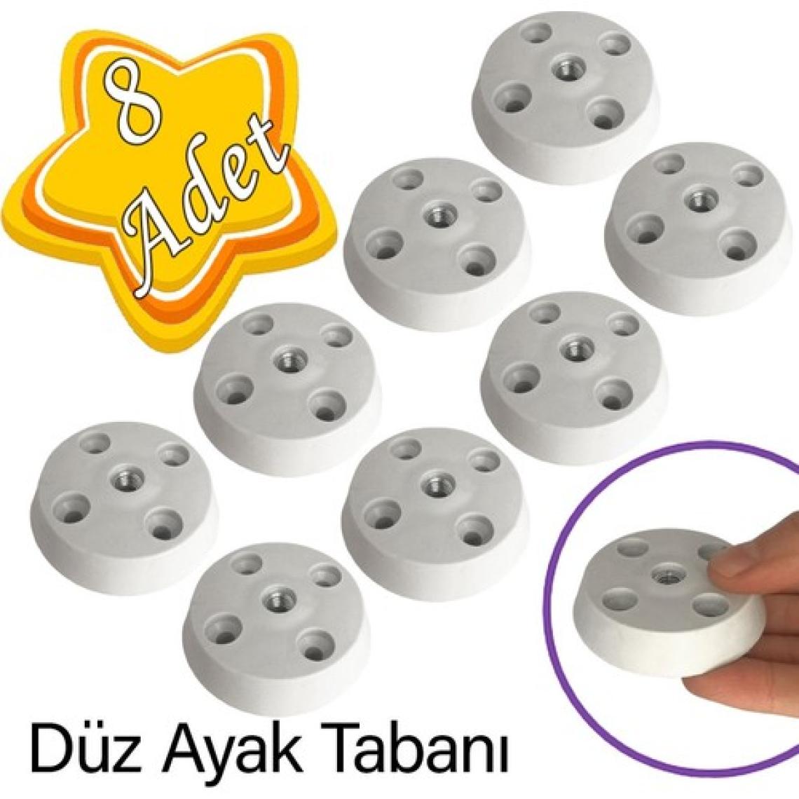 Glaswen 8 Adet Düz Ayak Tabanı Beyaz Mobilya Masa Sehpa Ayağı Bağlantı Aparatı Plastik