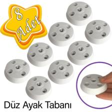 Glaswen 8 Adet Düz Ayak Tabanı Beyaz Mobilya Masa Sehpa Ayağı Bağlantı Aparatı Plastik