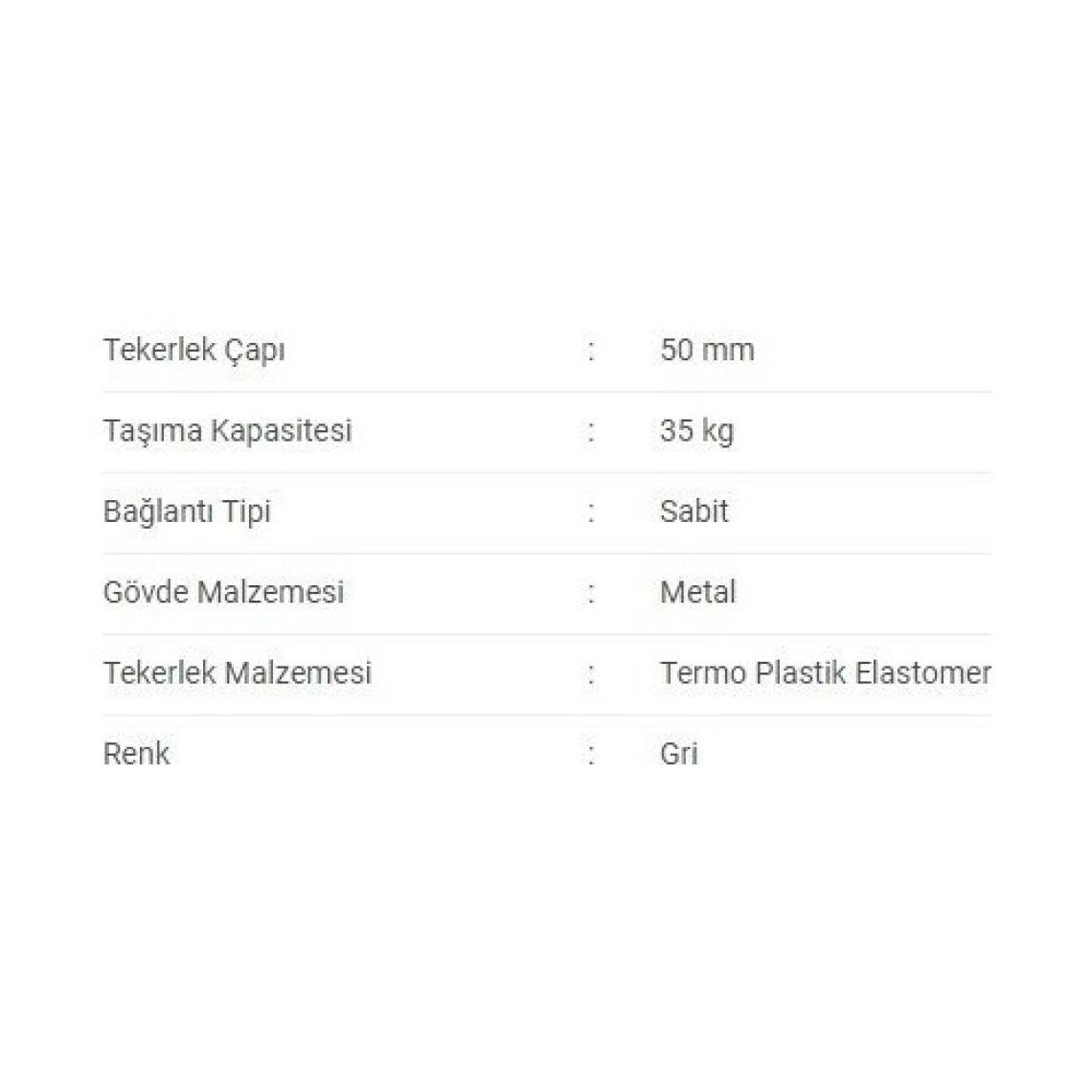 Joy Sabit Gri Mobilya Tekerleği 505ZHGM
