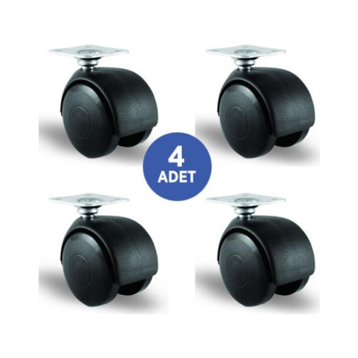 4 Adet Ec01Mkm50, Oynak Tablalı Mobilya Tekerleği Sehpa Tekeri, Çap:50, 4Lü Set
