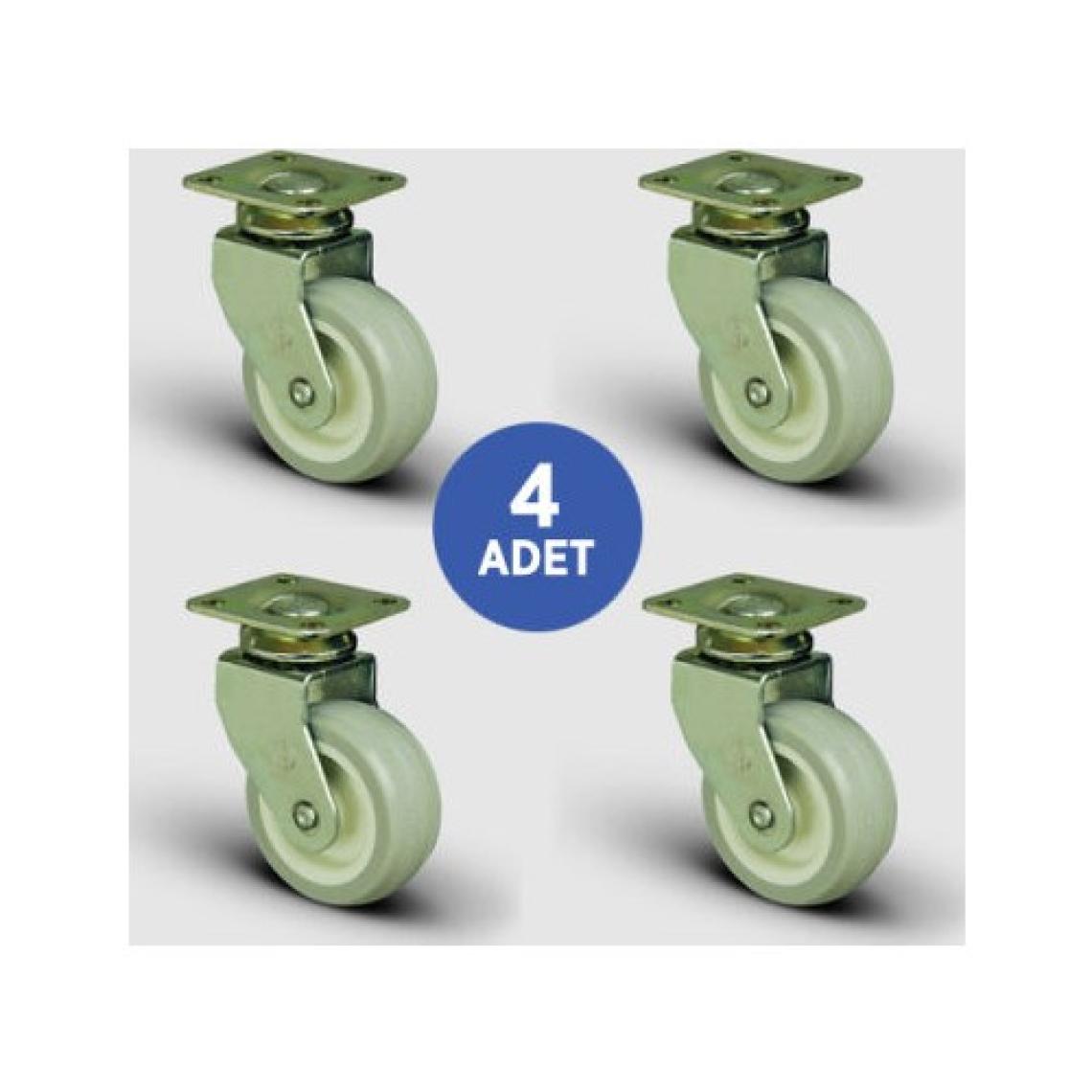 4 Adet Eb01Zkc50, Oynak Tablalı Pvc Kaplı Mobilya Tekerleği, Sehpa Tekeri, Çap:50, 4Lü Set