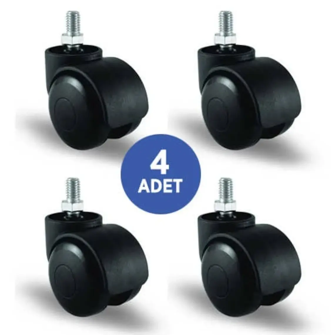 4 Adet Ec05Gmkm50, Oynak Civatalı Mobilya Tekerleği Koltuk Tekeri, Çap:50, 4Lü Set, Geniş Tip