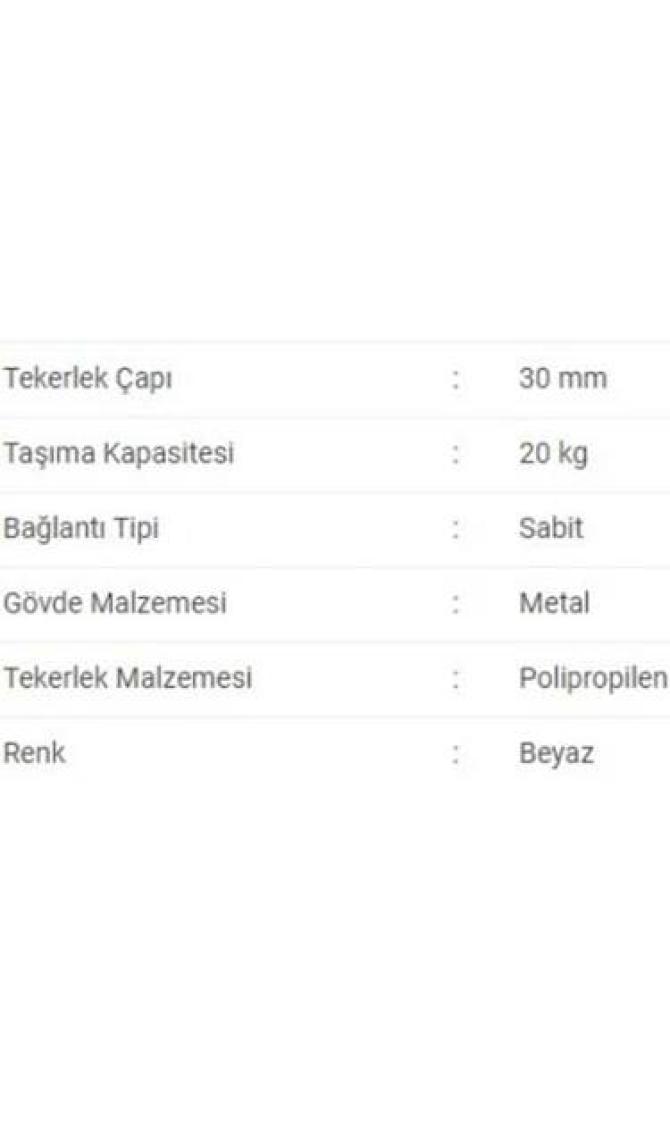 Joy Sabit Mobilya Tekerleği 265 Smb