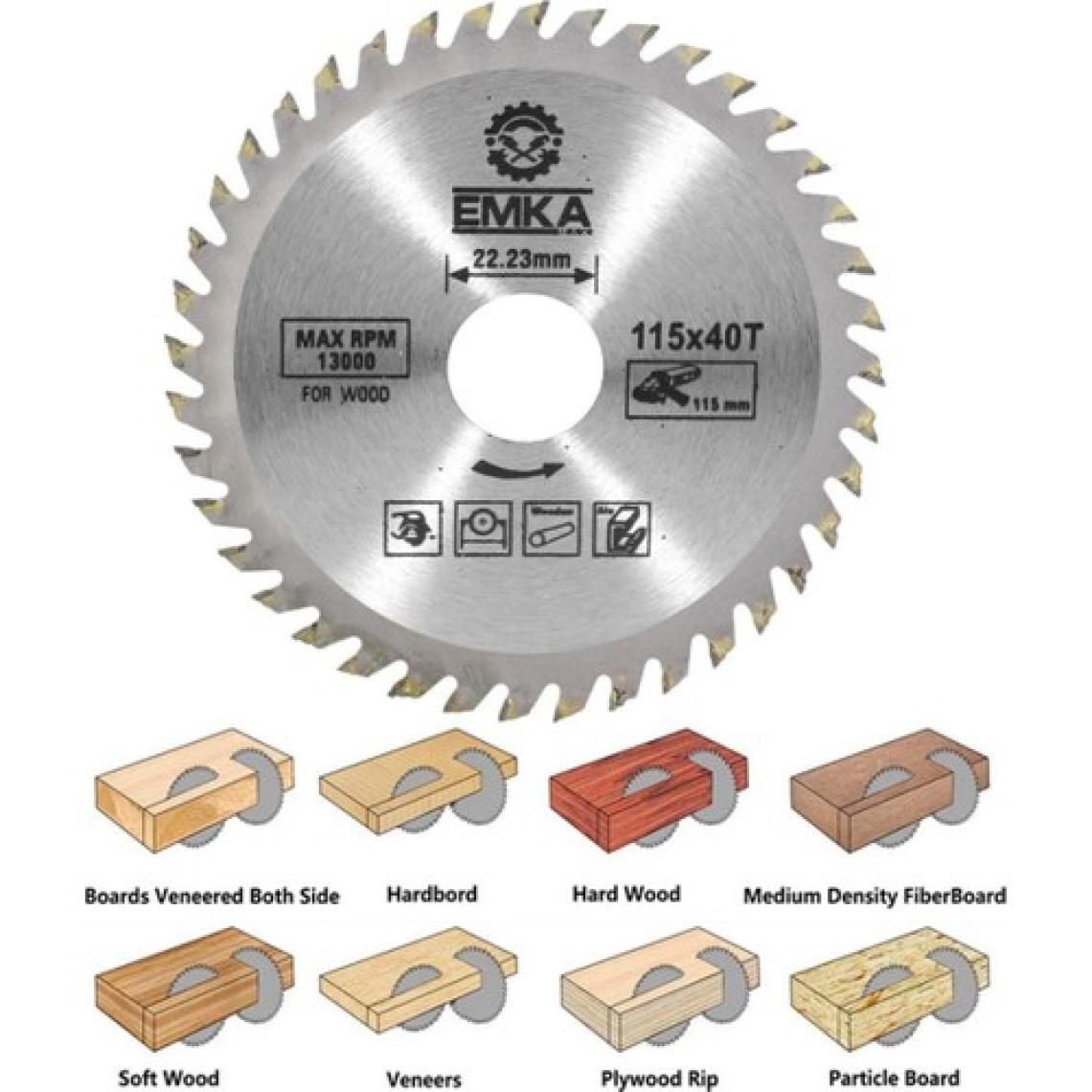 Badem10 Emka Ahşap Kesme Sunta Testeresi 115 mm 40 Diş