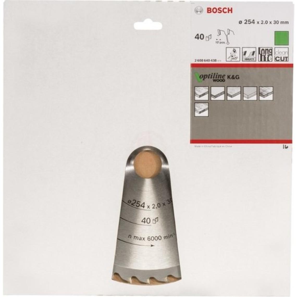 Bosch  - Optiline Serisi Ahşap İçin Daire Testere Bıçağı - 254 X 30 X 2,0 Mm, 40 Diş