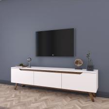 Rani D1 Tv Ünitesi Modern Ayaklı Tv Sehpası 180 Cm Beyaz - Minyatür Ceviz