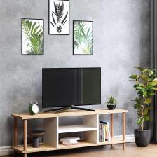 Tv Sehpası Raflı Tv Ünitesi Televizyon Sehpası Ahşap Ayaklı Çam-beyaz Raflı
