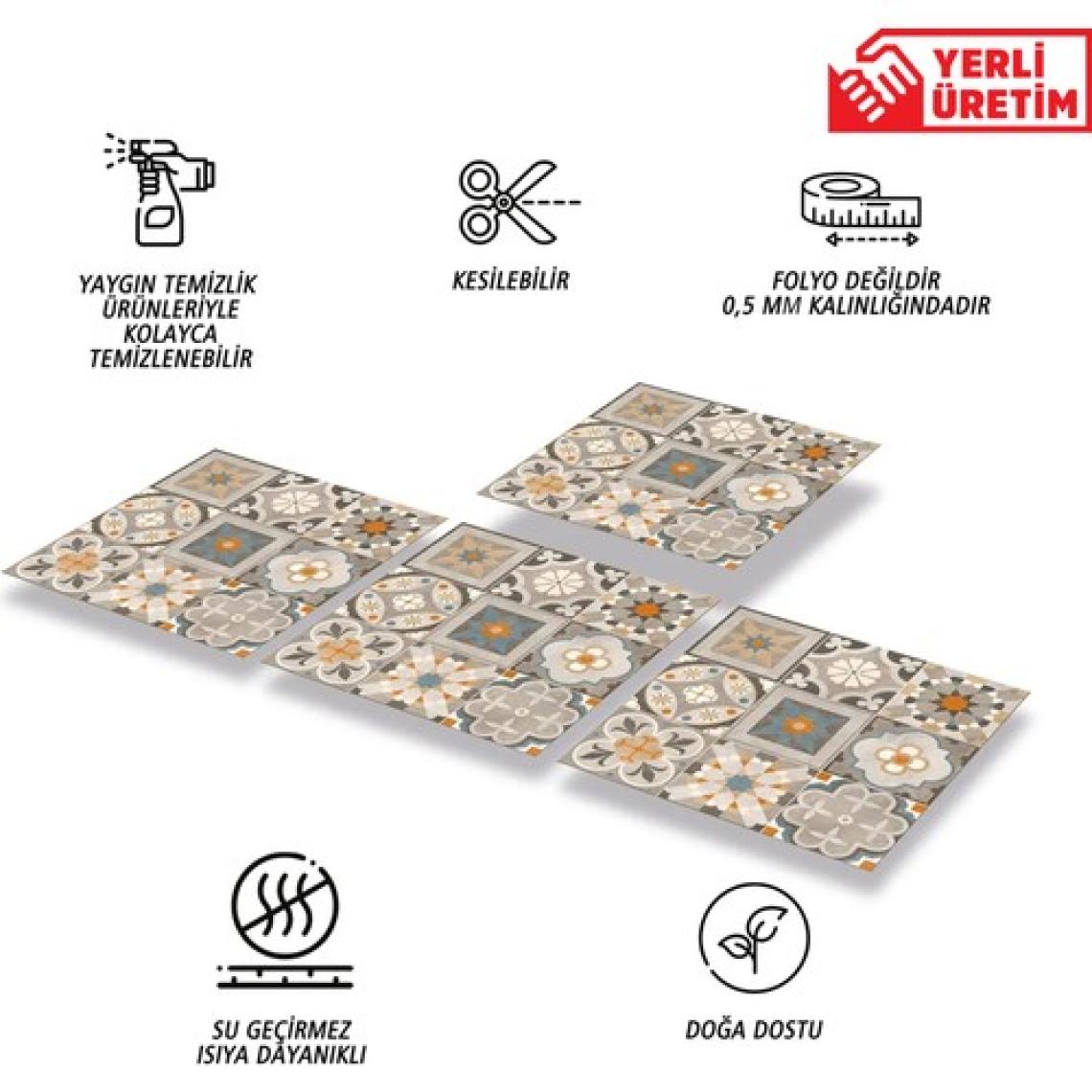 Tink Kendinden Yapışkanlı Apricot Desenli Pvc Karo 30X30 cm (4 Adet) 0,36 M2