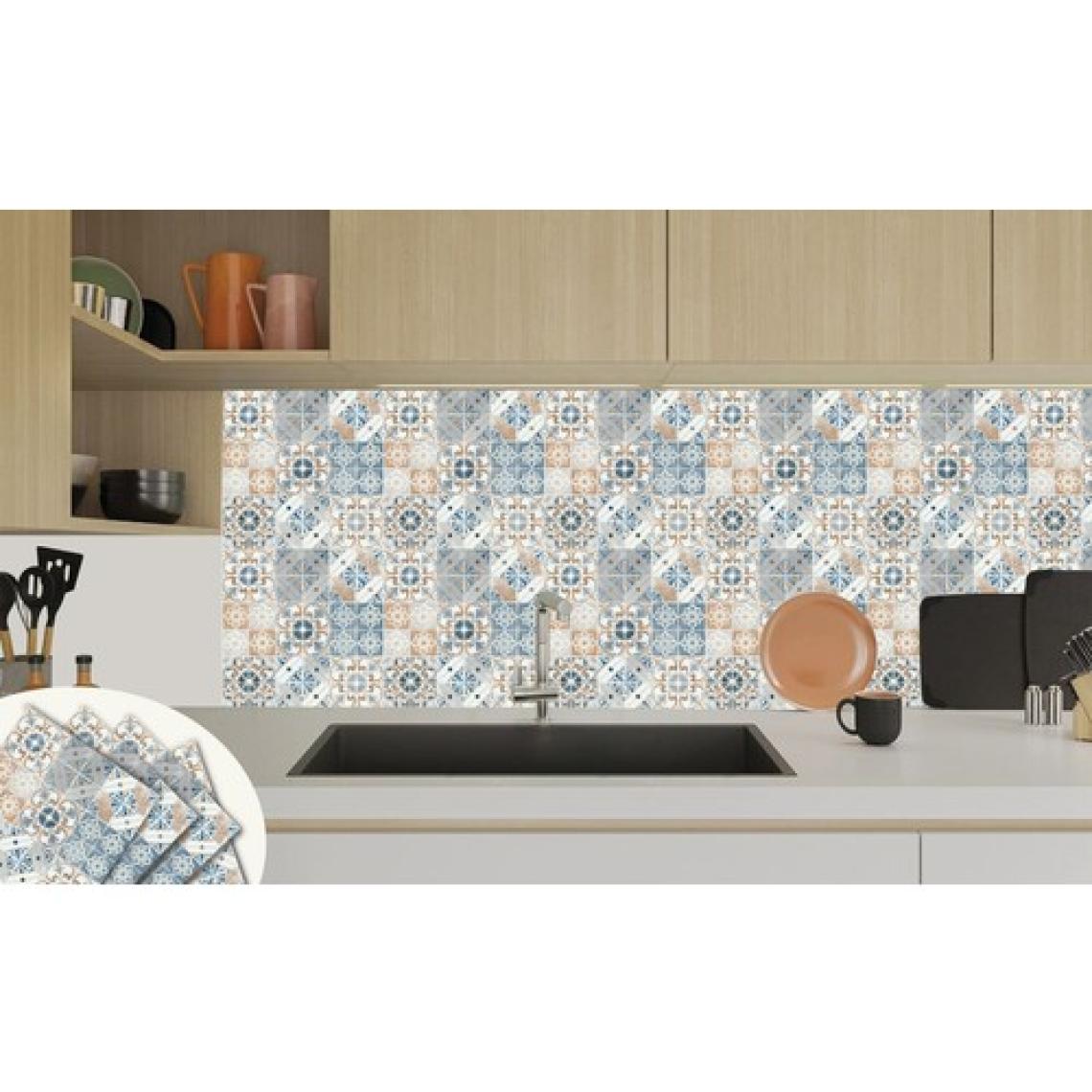 Tink Kendinden Yapışkanlı Mavi Fas 4 Desenli Pvc Karo 30x30 cm 11 Adet 1m2