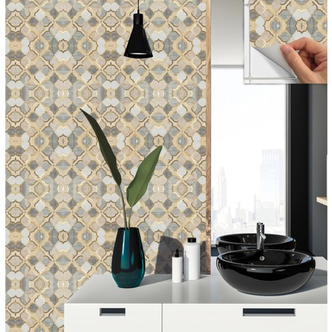 Tink Kendinden Yapışkanlı Gold Çiçek Desenli Pvc Karo 30x30 cm 11 Adet 1m2