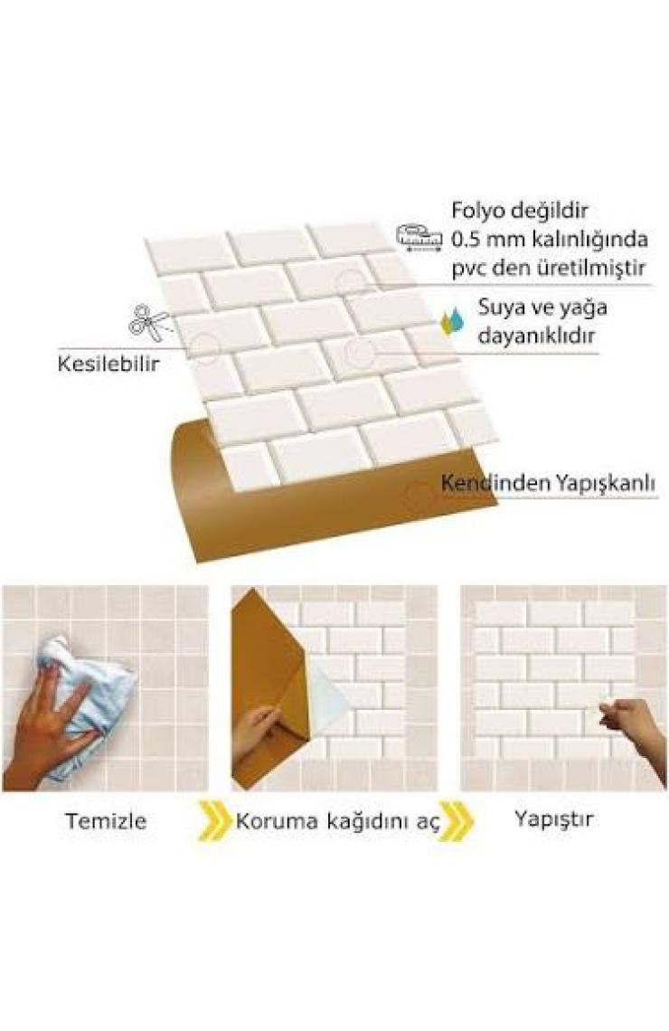 Tink Kendinden Yapışkanlı Metro Karo Desenli Silinebilir Pvc Karo