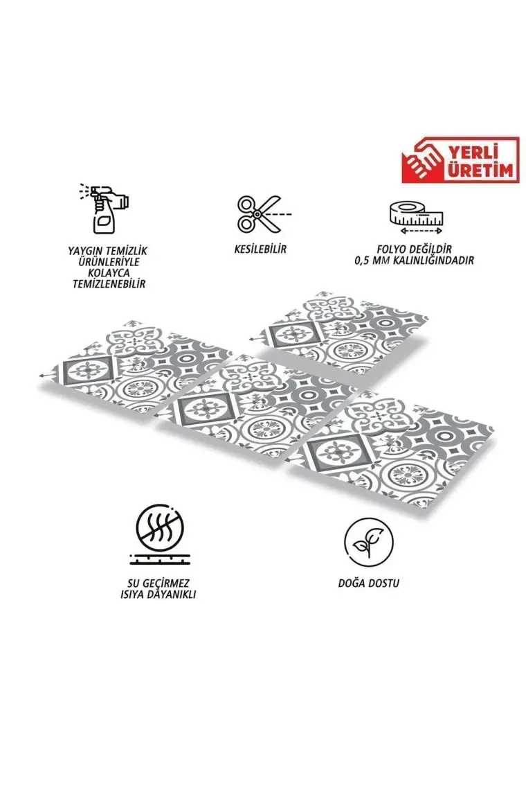 Tink Kendinden Yapışkanlı Banyo Kaplama Geometrik 010 Karma Desenli Pvc Karo 30x30 cm 11 Adet 1m2