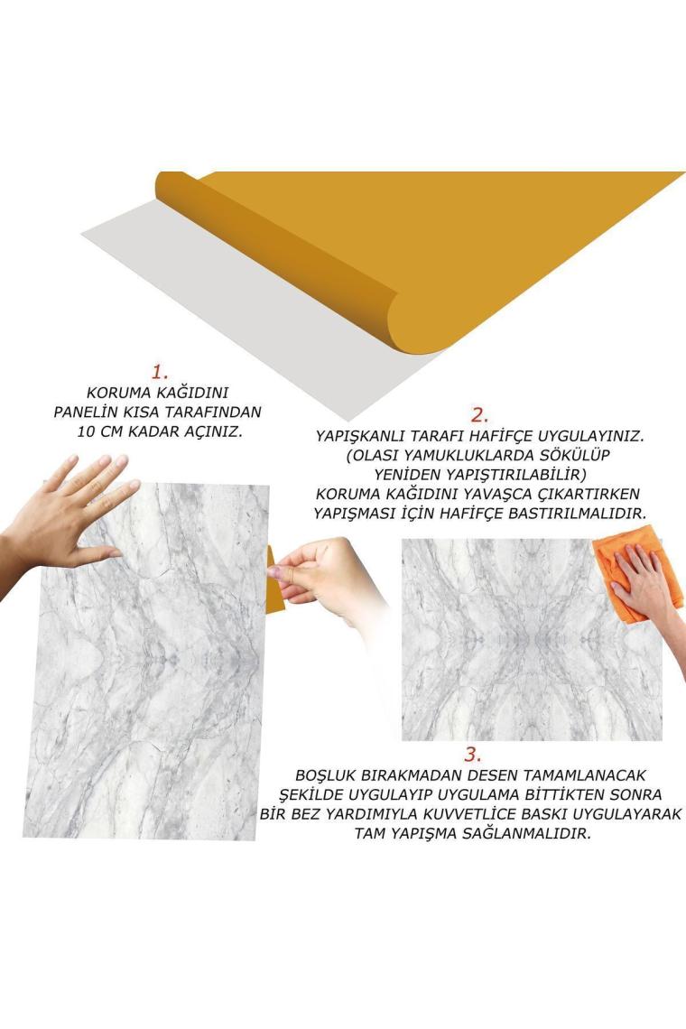 Tink Kendinden Yapışkanlı Gri Ağ Mermer Desenli Pvc Panel 41x62 Cm 4 Adet 1 M²