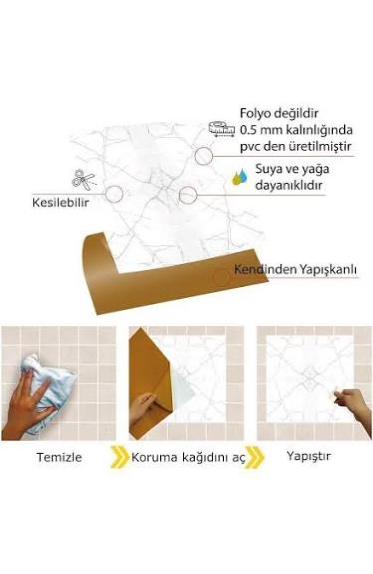 Tink Kendinden Yapışkanlı Kesilebilir Mermer 010 Desenli Pvc Karo 30x30 cm 11 Adet 1m2