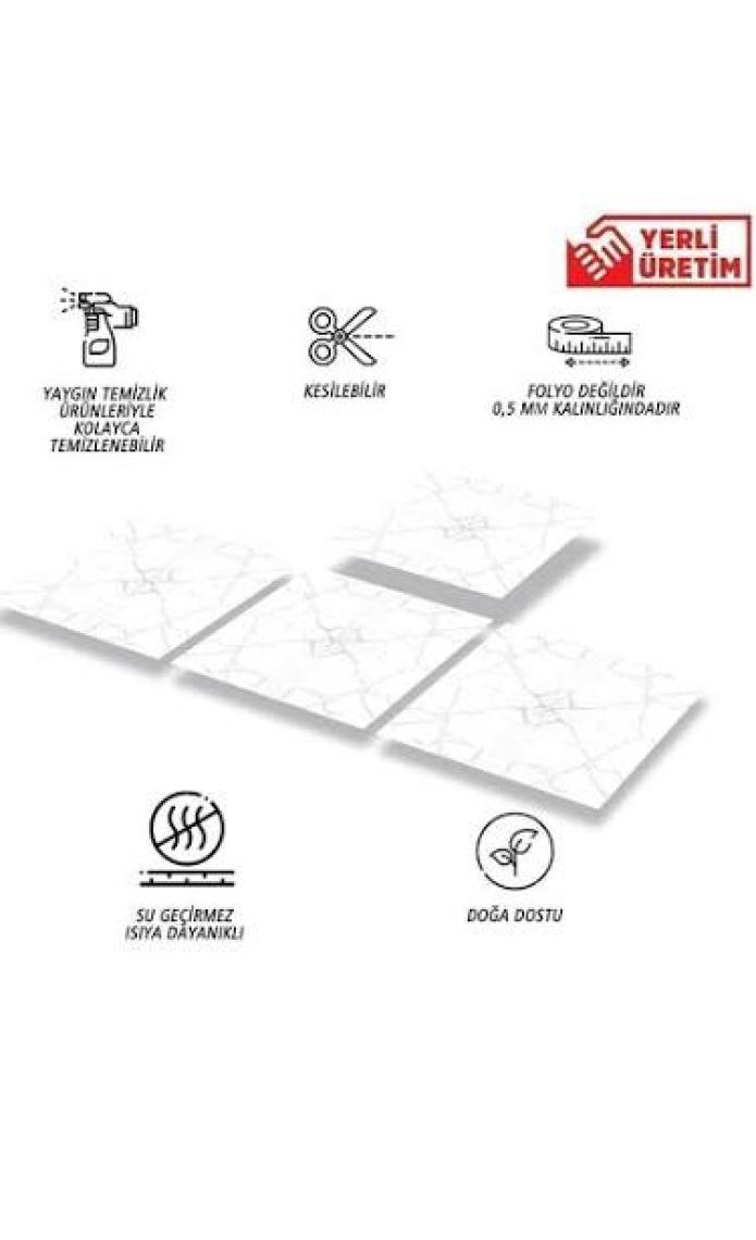Tink Kendinden Yapışkanlı Kesilebilir Mermer 010 Desenli Pvc Karo 30x30 cm 11 Adet 1m2