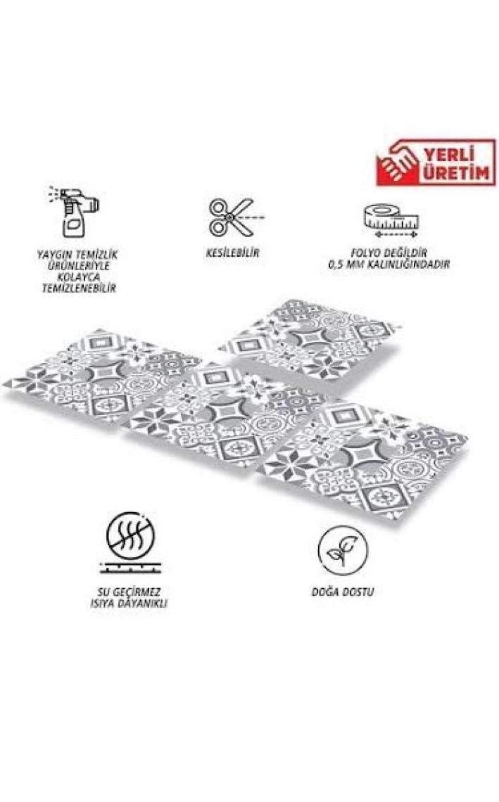 Tink Kendinden Yapışkanlı Mutfak Geometrik 019 Karma Desenli Pvc Karo 30X30 cm (11 Adet) 1m2
