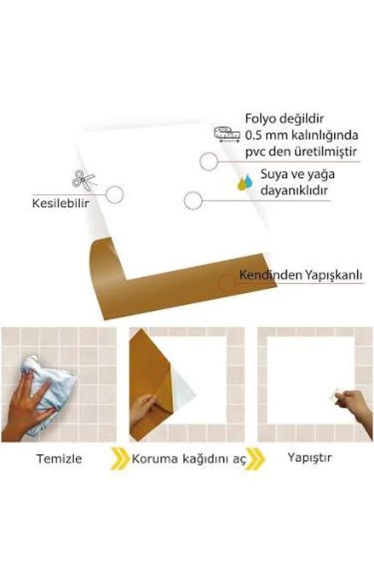 Tink Kendinden Yapışkanlı Düz Beyaz Desenli Pvc Karo 30X30 cm (4 Adet) 0,36 M2