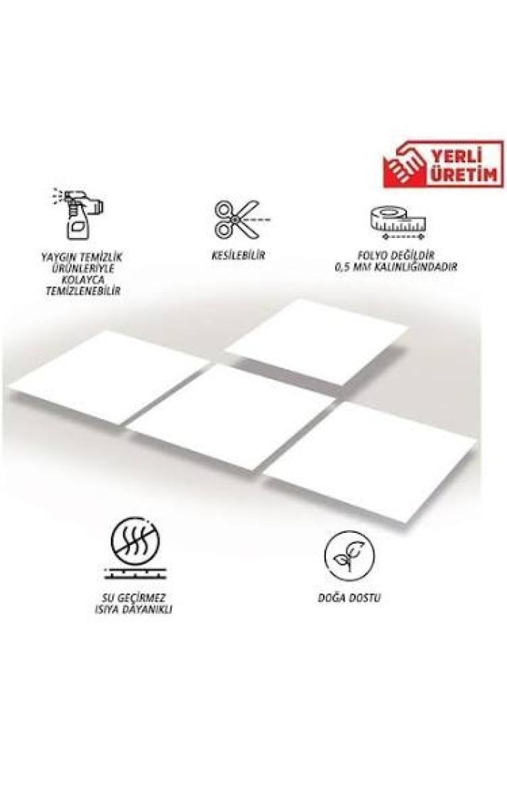 Tink Kendinden Yapışkanlı Düz Beyaz Desenli Pvc Karo 30X30 cm (4 Adet) 0,36 M2
