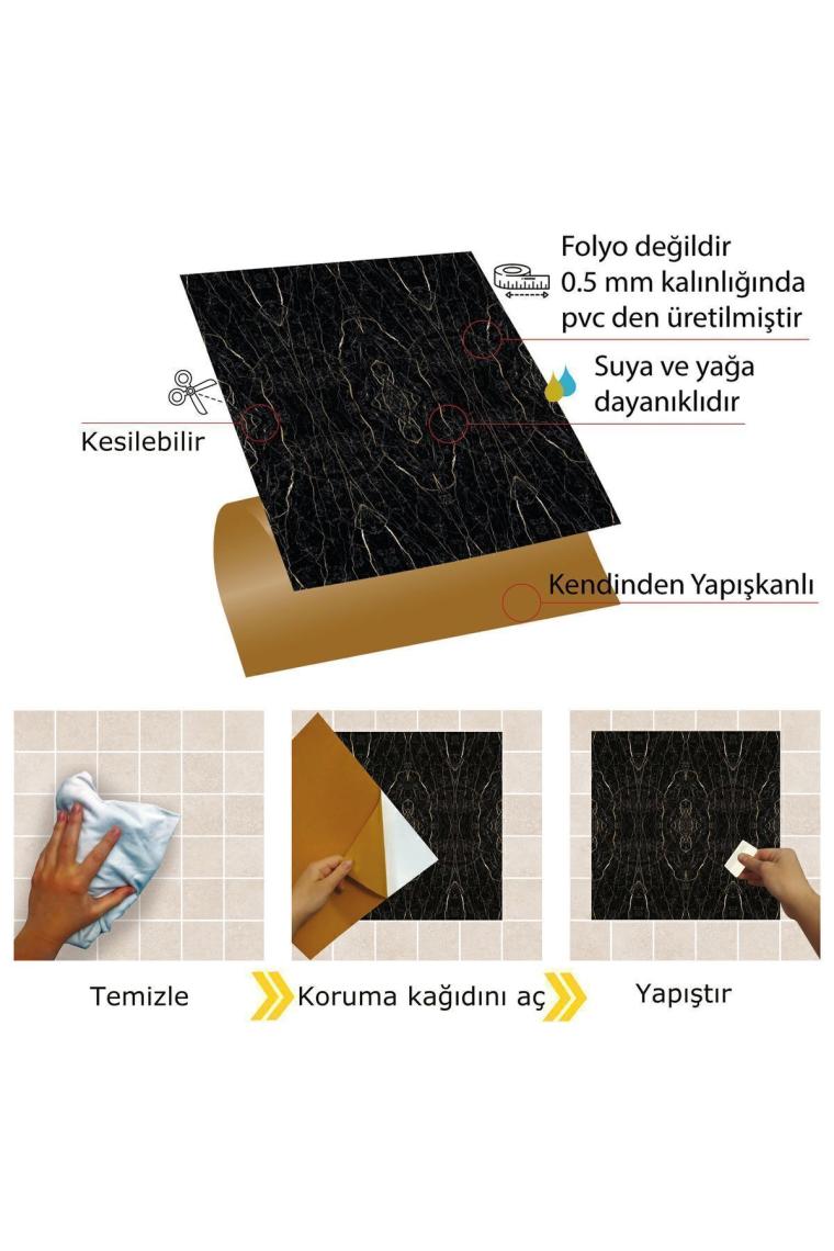 Tink Kendinden Yapışkanlı Siyah Mermer Desenli Pvc Karo 30X30 cm 4'lü 0,36 M2