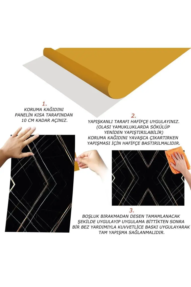 Tink Kendinden Yapışkanlı Siyah Desenli Pvc Panel 41x62 Cm 4 Adet 1 M²