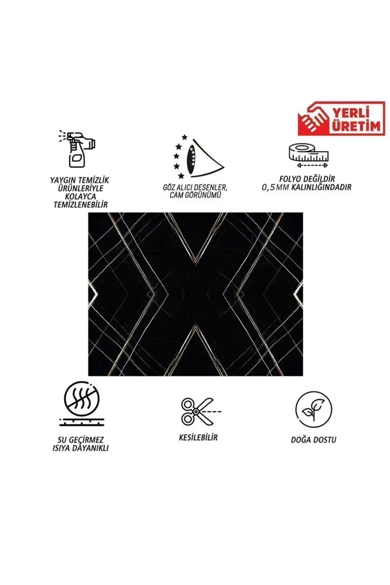 Tink Kendinden Yapışkanlı Siyah Desenli Pvc Panel 41x62 Cm 4 Adet 1 M²