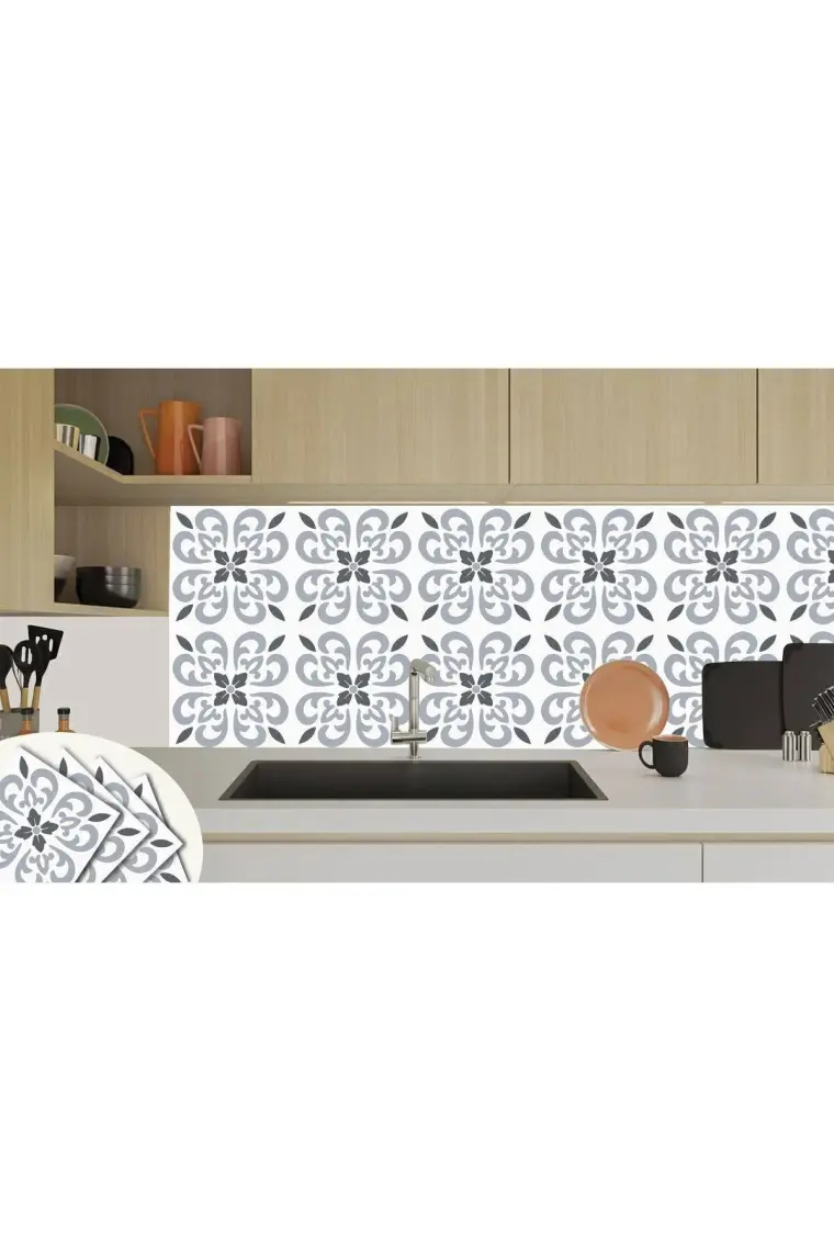 Tink Kendinden Yapışkanlı Banyo Mutfak Kaplama Geometrik 07 Desenli Pvc Karo 30X30 cm (11 Adet) 1 M2