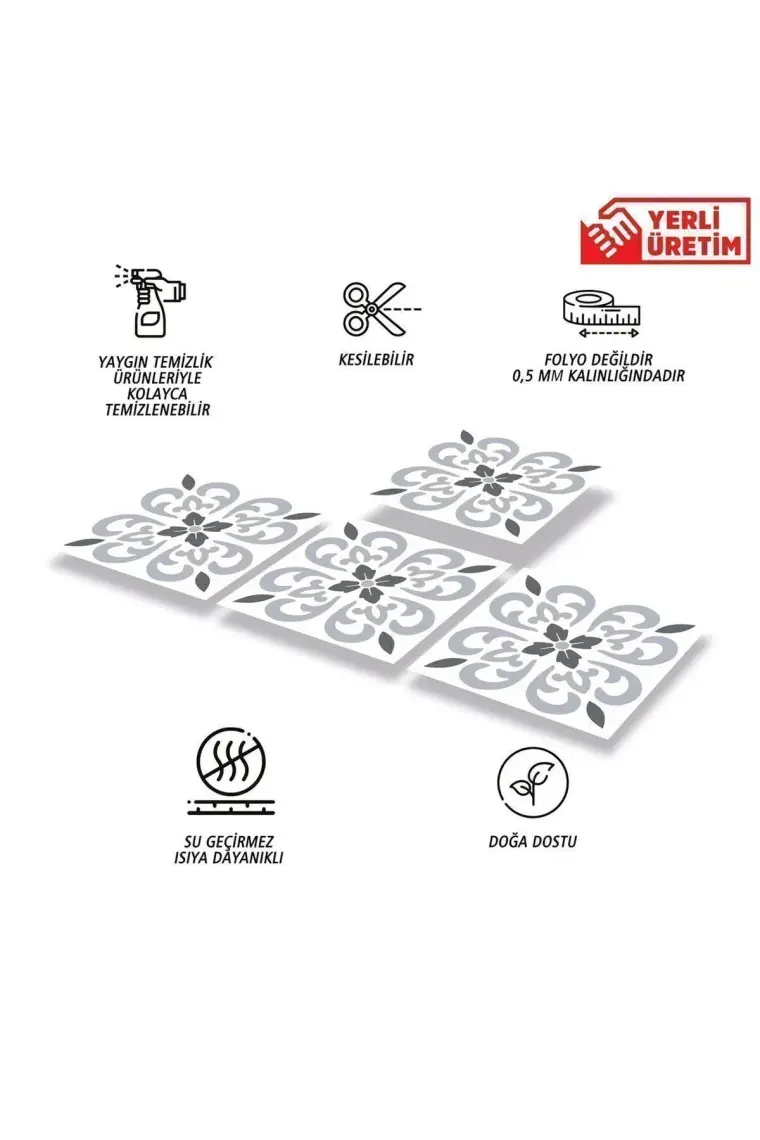 Tink Kendinden Yapışkanlı Banyo Mutfak Kaplama Geometrik 07 Desenli Pvc Karo 30X30 cm (11 Adet) 1 M2