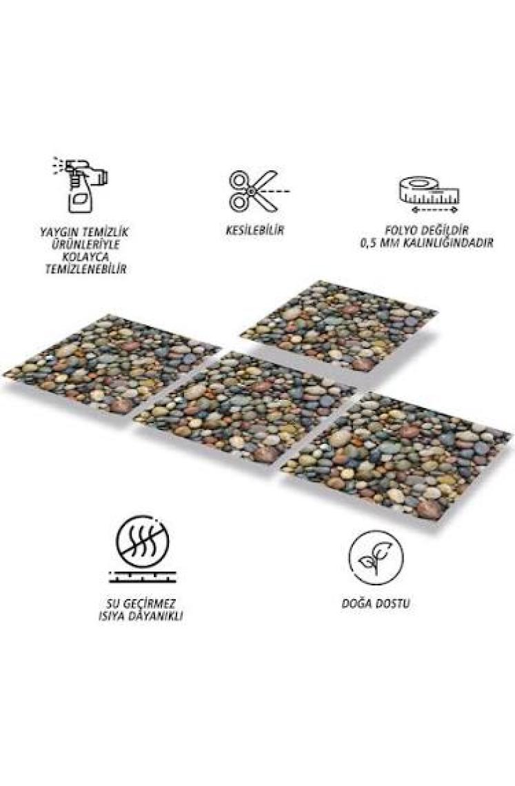 Tink Kendinden Yapışkanlı Çakıl Taşı Desenli Pvc Karo 30X30 cm 4'lü 0,36 M2