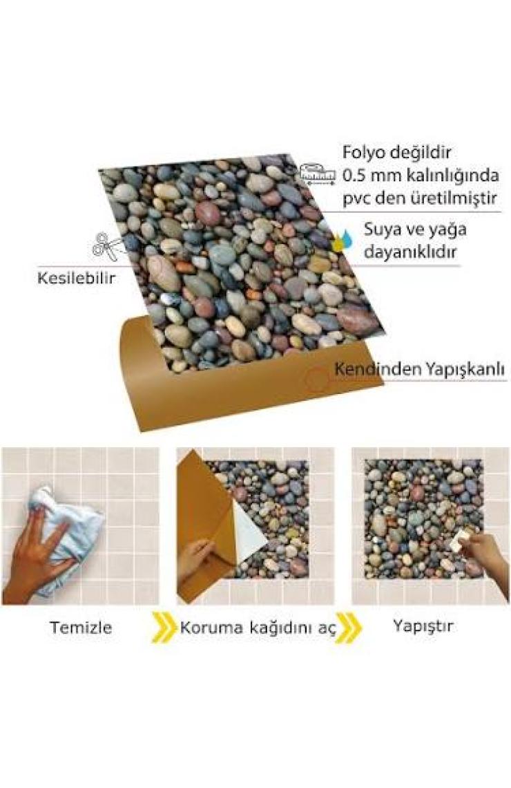 Tink Kendinden Yapışkanlı Çakıl Taşı Desenli Pvc Karo 30X30 cm 4'lü 0,36 M2