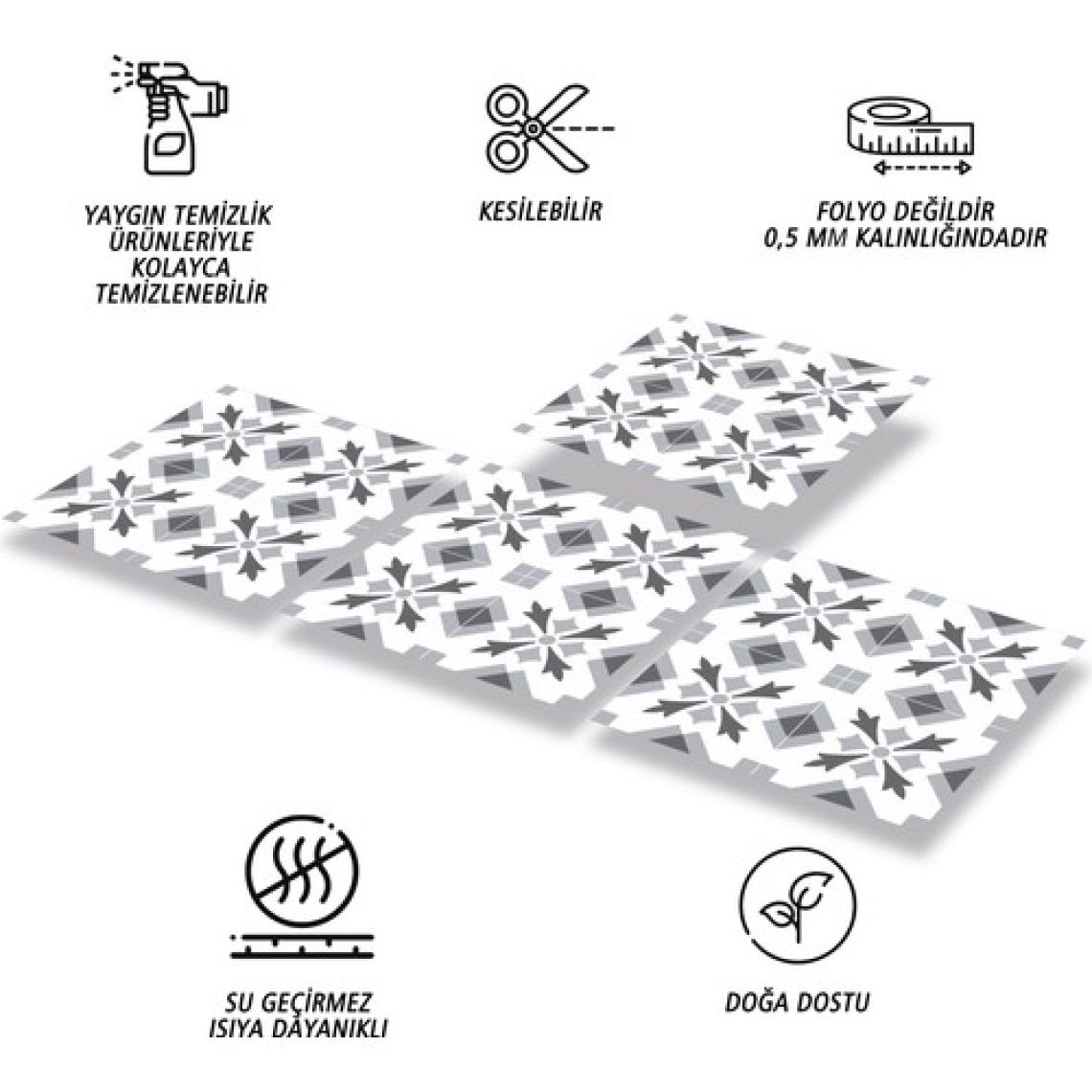 Tink Kendinden Yapışkanlı Mutfak Banyo Kaplama Geometrik 032 Desenli Pvc Karo 30x30 cm 11 Adet 1m2